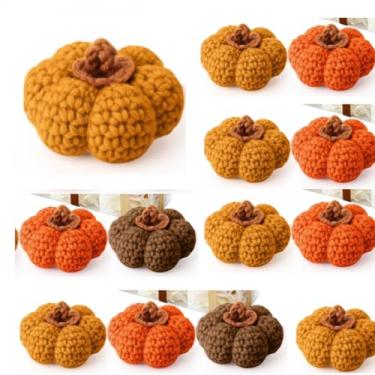 Imagem de 12 conjuntos de lembrancinhas multicoloridas para chá de bebê, uma pequena abóbora está a caminho, sortidas, outono, abóboras, crochê, abóboras, decoração para outono, Halloween, Ação de Graças