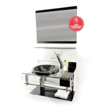 Imagem de Gabinete de Vidro 70cm para banheiro Turquia - EKASA, Preto