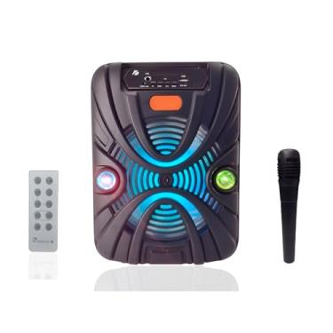 Imagem de Caixa de Som Portátil Bluetooth com Microfone, LED RGB, Karaokê, 10W, Controle Remoto, 30x22cm, Bateria 1200mAh, Rádio FM, USB