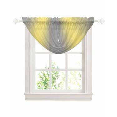 Imagem de Cortinas de cascata para janelas ombré cinza amarelo swag valance cortinas de cor gradiente transparente tratamento de janela para sala de estar cozinha quarto banheiro varão bolso cortina drapeada 1