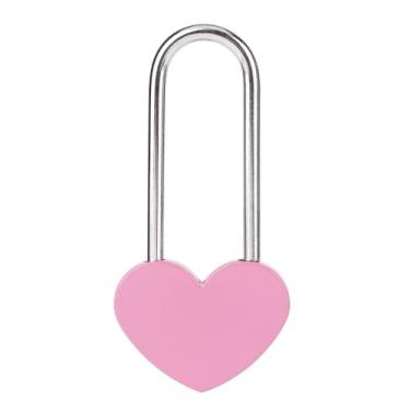 Imagem de Cadeado em forma de coração sem chave acabamento suave para atrações turísticas 50 mm (rosa)