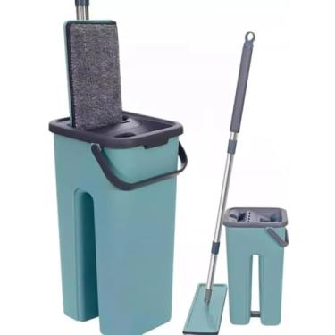 Imagem de Mop Flat Com Balde compacto com capacidade de 5 litros Cabo com articulação 360º, ideal para limpar embaixo de móveis Super Moderno.