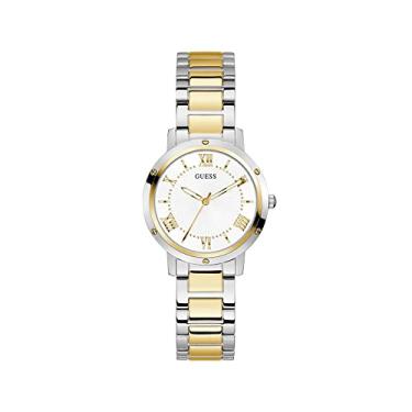 Imagem de GUESS Relógio feminino clássico de 34 mm, Dois tons/dois tons/branco, one, DAWN
