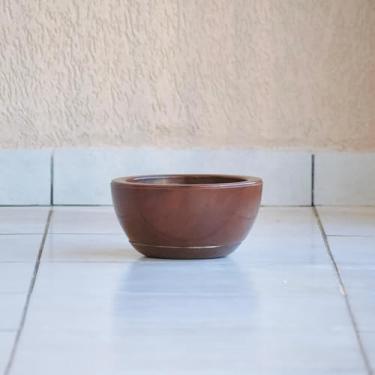 Imagem de Vaso de Planta Decoração Centro Mesa Suculentas Cactos Bacia Cuia Lisa Marmorizada Polida 13x25 com Prato (Marrom)