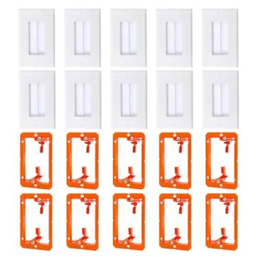 Imagem de Pacote com 10 placas de parede escovadas com suporte de montagem de baixa tensão, cabos ocultos atrás da parede, placas de parede para TV/HDMI/coaxial/alto-falante/cabo Ethernet