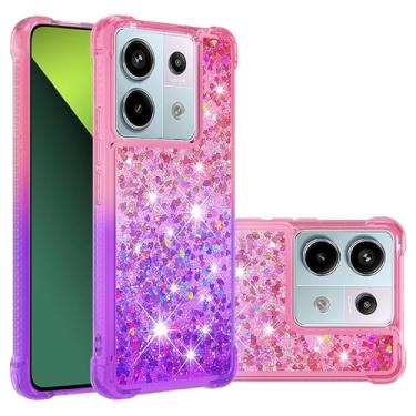 Imagem de MEMAXELUS Capa para Redmi Note 13 Pro 5G com glitter, transparente, brilhante, líquido, brilhante, fina, capa de proteção de lentes de TPU (poliuretano termoplástico) macio e transparente para Redmi