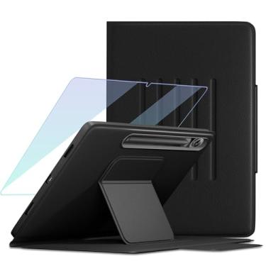 Imagem de HSIAOZ Capa para Samsung Galaxy Tab S10 Lite / S10 FE 2025/ S9 FE 27.7 cm / S9 27.9 cm 2023 com protetor de tela, capa traseira com suporte de ângulos ajustáveis, capa de couro PU premium à prova de