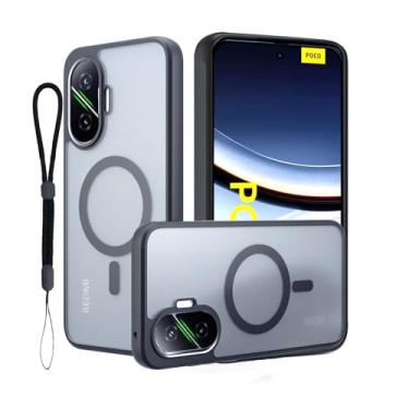 Imagem de HUKWIMO Capa para Xiaomi Poco F7, capa magnética de dissipação de calor TPU, à prova de choque, antiqueda, fina, leve, antiimpressões digitais, proteção de tela e câmera (preto)