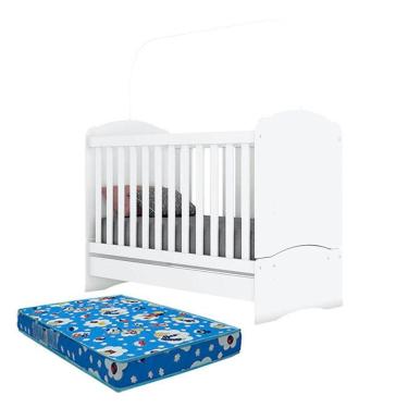 Imagem de Berço Nacional Bala De Menta Branco Com Colchão Ortobom - Henn