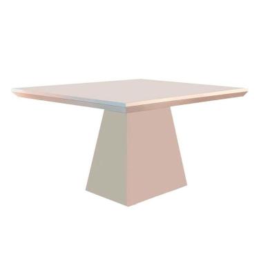 Imagem de Mesa de Sala Jantar Luna + Tampo Madeirado Reto 120x80cm Off White - Rufato