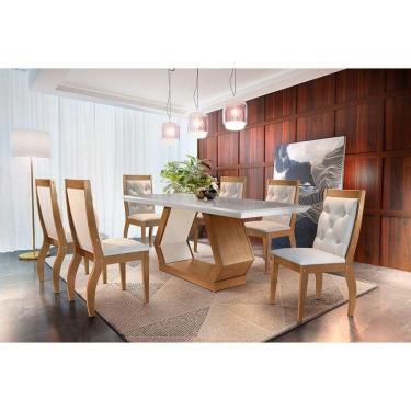 Imagem de Mesa De Sala Jantar Alvorada 180x90cm Imbuia/off White