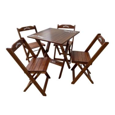 Imagem de Conjunto Mesa Dobrável 60x60 Com 4 Cadeiras De Madeira Hei Imbuia Cor: Preto