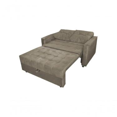 Imagem de Sofá Cama Casal Reclinável Drika - Veludo Marrom Claro