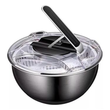 Imagem de Centrífuga Seca Salada 28cm Bowl Aço Inox 3,5L Mimo Style Secador Folh