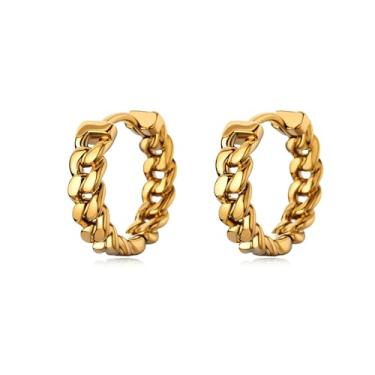 Imagem de Brincos de argola masculinos de ouro, hipoalergênicos, joias elegantes, presentes masculinos, Large, Latão, Sem pedra preciosa