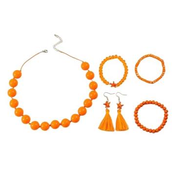 Imagem de HWJQ Conjunto de colar e brinco de flor preta em camadas de tecido floral rosa gargantilha colar preto grosso com contas de acrílico, Middle, Acrílico, Sem Pedra Preciosa