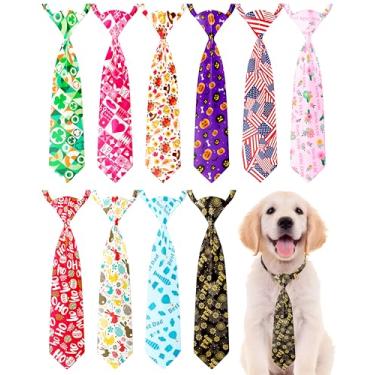 Imagem de PET SHOW Pacote com 10 gravatas para cães de férias para cães grandes e médios, acessórios ajustáveis, gravatas borboletas, meninas, meninos, animais de estimação, festivais, fantasias de cachorro