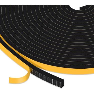 Imagem de Excluidor de rascunho para janelas de portas, fita de espuma autoadesiva, tira de vedação contra clima, para vedação de lacunas, 1/10.2 cm x 1/20.3 cm x 50Ft preto