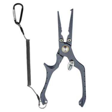 Imagem de NORDPEAK Alicate de pesca de água salgada bloqueável com revestimento de teflon - cortador de trança de aço inoxidável 420, removedor de gancho e ferramenta de anel dividido, alça ergonômica