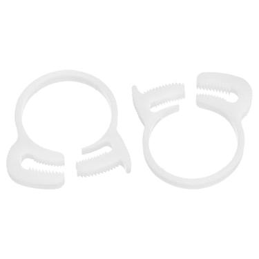 Imagem de uxcell 2 braçadeiras de mangueira ajustáveis de encaixe duplo de plástico 30,4-33 mm/1,2-1,3 polegadas de diâmetro interno ajustável vários grampos de tubo de catraca para casa, branco
