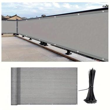 Imagem de Gardenpioneer Cerca de tela de privacidade para varanda resistente a UV Tela de privacidade externa para pátio, 1,5 x 4 m, cobertura de cerca de bloco de vento resistente, isolamento elegante fácil