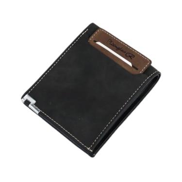 Imagem de Carteira masculina retrô dobrável, carteira de bolso frontal de poliuretano macio com design de inserção de cartão e bolso para moedas com zíper oculto, carteira compacta de uso diário para homens com