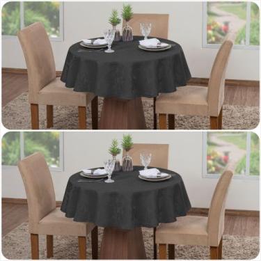 Imagem de 2 Toalhas De Mesa Jacquard 4 Lugares Luxo Redonda Cozinha Sala Jantar 