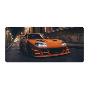 Imagem de Tapete de mesa laranja JDM Car Rx7 Street Speed Desk Tapete de mouse pad antiderrapante grande material de escritório tapete de mesa de borracha impermeável para escritório jogo casa 40 x 90 cm