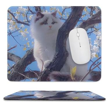 Imagem de Tapete de rato quadrado outono um gato atordoado olhando para o cenário tapete de rato para jogos base de borracha antiderrapante tapetes de rato para laptop suprimentos tapete de rato de borracha