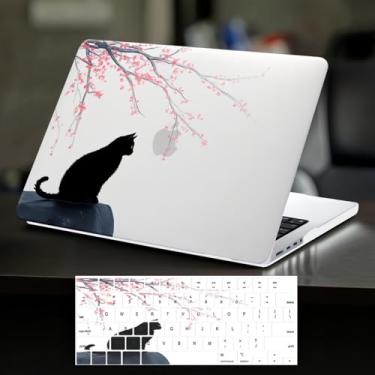 Imagem de DTangLsm Capa para MacBook Air de 13 polegadas 2025 2024-2022 M4 M3 M2 A3240 A3113 A2681, capa rígida de plástico fofa para MacBook Air de 13,6 polegadas, capa Cat Mac Book Air M4 + película de