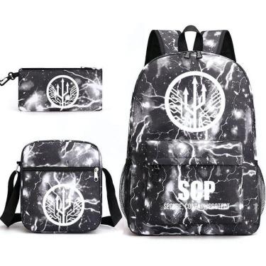 Imagem de Mochila SCPSS Satchel, bolsa escolar de lona para crianças, 3 unidades/conjunto
