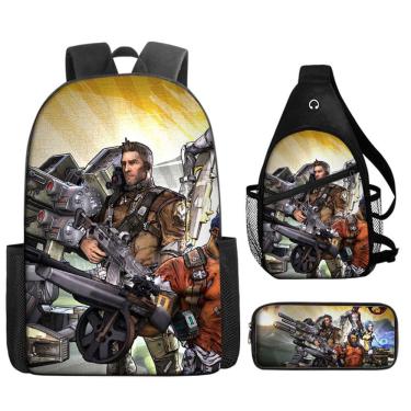 Imagem de Conjunto de mochilas Borderlands Anime, 3 peças para mochila escolar infantil