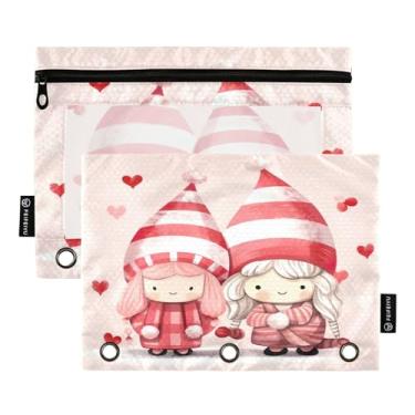 Imagem de Wassud Duas garotas em listras pacote com 2 pastas de fichário pastas de bolso com 3 furos, pasta organizadora de arquivos para casa, escritório