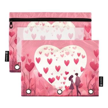 Imagem de Wassud Casal árvore coração (2) 2 pacotes de pastas de fichário 3 furos de bolso, pasta organizadora de fichário para casa, escritório
