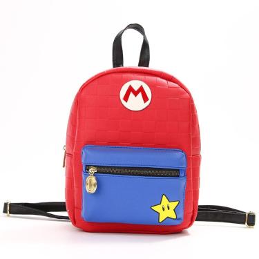 Imagem de Mochila Marios Anime School, bolsa casual vermelha, couro PU