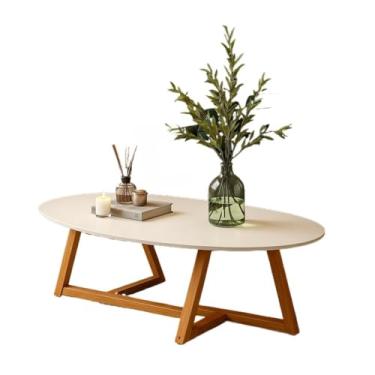 Imagem de Mesa De Centro Oval CláSsica Para Sala De Estar, Mesa De Canto Decorativa De Luxo(OFF WHITE)