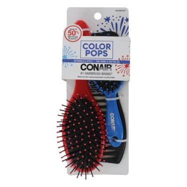 Imagem de Conair Conjunto de escova de cabelo e pente Color Pops, kit de desembaraçamento e estilo de 3 peças, almofada de tamanho completo, escova de tamanho médio e pente de dentes largos, para cabelos