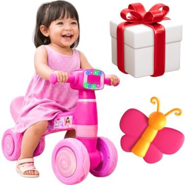 Imagem de Bicicleta De Equilíbrio Com Luzes led rgb Som Motoca Infantil Sem peadais Bebês 18 Meses presente natal Estímulo à Coordenação Motora aprender a andar equilibrar (Fada)