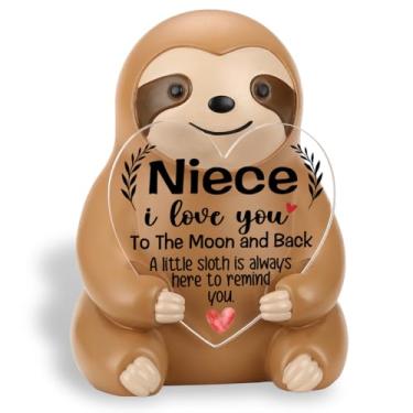 Imagem de CWGOTC Sloth Gift for Niece from Aunt Uncle, Cute Resin Sloth Figurine with Positive Heart Message, Birthday Christmas Back to School Encouragement Desk Decor Keepsake for Niece Teen Girls YSS22