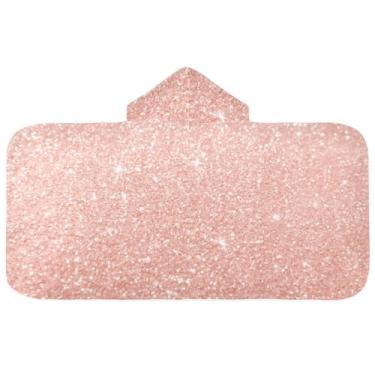 Imagem de Joisal Poncho de toalha com textura brilhante ouro rosa 127 x 59,7 cm toalha de praia para bebê com capuz toalhas de banho grandes