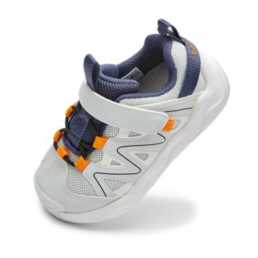 Imagem de Balabala Tênis infantil para meninos e meninas descalço respirável caminhada corrida tênis sem cadarço leve ao ar livre, Cinza, 10 Toddler