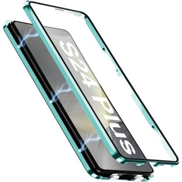 Imagem de [Material de metal] Capa para Samsung Galaxy S24 Plus, capa de celular externa com proteção contra quedas de grau militar com tela de vidro integrada e protetor de lente da câmera, capa de metal para