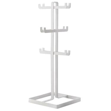 Imagem de LNQKJXIIA Boutiques US Suporte de copo de café de metal, árvore branca de 6 ganchos para caneca com estrutura estável de 36° e suporte organizador de bancada com economia de espaço