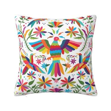 Imagem de Dujunex Capas de almofada mexicanas fronhas verdes quadradas para decoração de casa macia para cama sofá carro sala de estar 45 x 45 cm