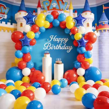 Imagem de Balões para cães, azul real, amarelo, vermelho, 30 cm, 40 peças para decorações temáticas de filhotes, festa de aniversário, chá de bebê, pano de fundo, suprimentos de decoração