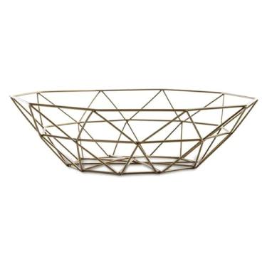 Imagem de fruteira cesta Tigela de frutas moderna arte geométrica oco prato frutas cozinha sala estar mesa jantar cesta armazenamento metal criativo bancada