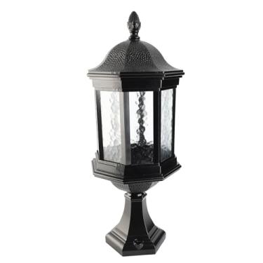 Imagem de aqxreight Luz de Pilar Externa, Luz de Parede de Jardim para Quintal de Cerca de Portão Com Design Compacto e Elegante, Abajur de Vidro Em Alumínio Fundido (grande)