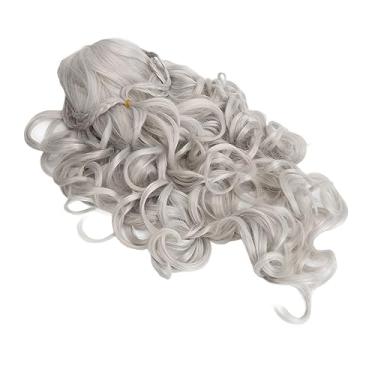 Imagem de Cryfokt Peruca Trançada Encaracolada Longa Prateada, Resistente Ao Calor, Peruca Sintética Cosplay para Mulheres, Elegante, Longa Ondulada de 28,3 Polegadas para Festa