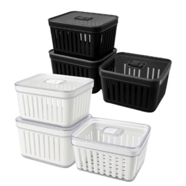 Imagem de Organizador de Frigorífico Cesto 3,8L com Tampa Armazena Alimentos e Legumes, Ideal para Cozinha e Famílias Multiusos(3,Cristal)