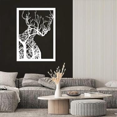 Imagem de Arte de parede de metal árvore da vida - árvore rosto feminino arte de parede de metal, decoração de parede de metal, arte de parede de árvore feminina, arte de metal árvore e rosto para sala de estar